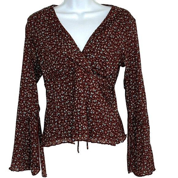 No Boundaries Babydoll Top Cropped sz L Y2K Dark Cottagecore Forest Fairy Grunge - Picture 1 of 6